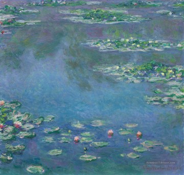 Fleurs impressionnistes œuvres - nymphéas étang bleu vert Monet impressionnisme fleurs